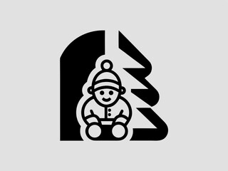 Happy Child Sitting on Santa's Lap During Christmas Holiday Celebration