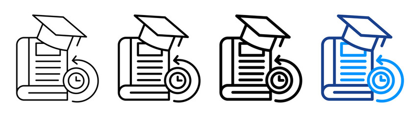 Course Duration Icon Different Style Outline Collection Set