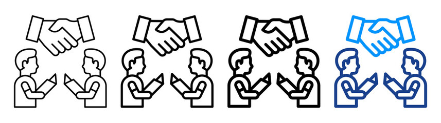 Collaborative Learning Icon Different Style Outline Collection Set