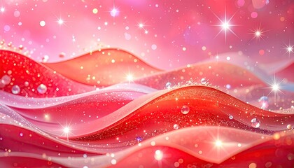 Abstract flowing waves with sparkling lights and bubbles.