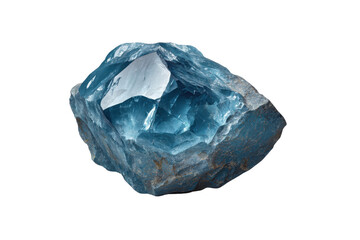 Obraz premium Rough blue crystal shard with sharp facets and rough grey exterior image