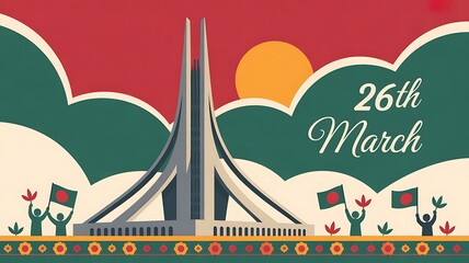 Bangladesh victory day banner background 16th december design element with waving ribbon flag