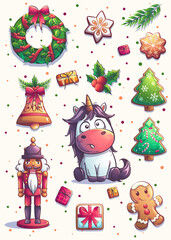Merry Christmas Sticker Pack with Fun Characters