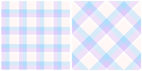 Soft Pastel Plaid Patterns in Blue and Purple