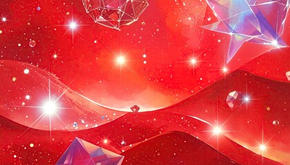 Vibrant abstract cosmic nebula with glowing crystals and starlight.