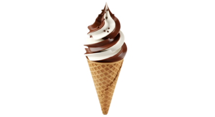 A swirl of chocolate and vanilla ice cream cone