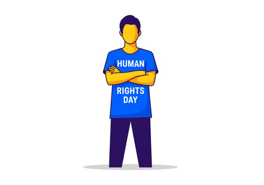 Man wearing Human Rights Day t-shirt illustration