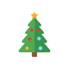 Obraz premium Stylized Christmas Tree with Ornaments and Star Topper.