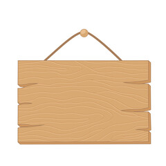 Simple Hanging Wooden Board Banner With Texture Illustration.