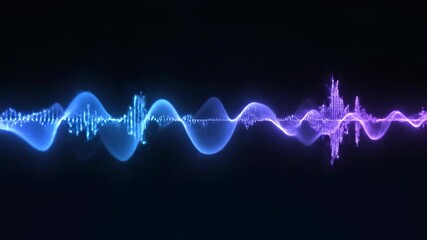 Vibrant blue and purple digital sound waves creating a smooth resonant pattern abstract background loop holographic, resonant pattern abstract, data - Powered by Adobe