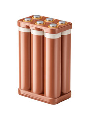 Six cylindrical copper batteries with silver tops and white bands battery power