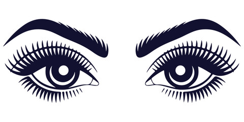 Stylized female eyes silhouette vector illustration
