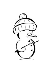 Schneemann mit Stock