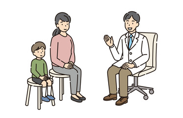 診察を受ける母子