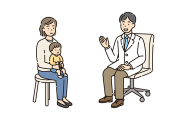 小児科医と母子の診察風景