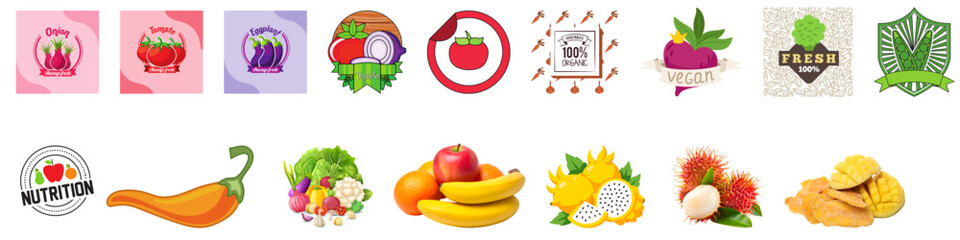 Fresh vibrant produce including organic vegetables and fruit for healthy lifestyle