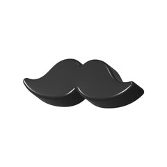 3d rendering icon moustache black color
