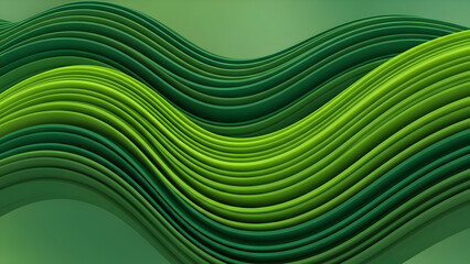Green Abstract Wave Layers 3D Rendered Modern Technology Background