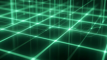 Green glowing digital grid futuristic abstract background