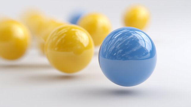 A conceptual leadership image featuring a single sphere leading similar elements representing guidance influence direction and the role of standout decision making.
