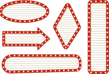Vintage style illuminated sign collection perfect for advertising design concept