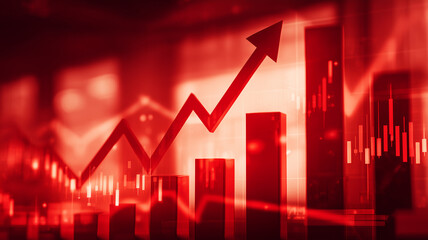 A rising financial graph representing growth performance improvement economic momentum and increasing results within competitive market environments.
