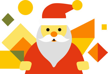 Santa Claus Christmas Holiday Illustration with Colorful Shapes