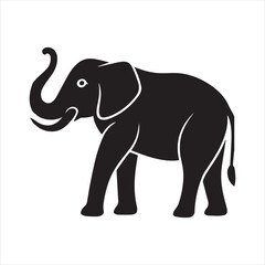Elephant Side View Silhouette Vector - Wild Safari Animal