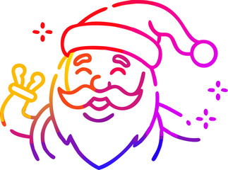 Santa Claus Gradient Outline Vector Illustration Christmas Holiday