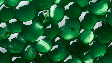 Luxurious emerald green polished gems abstract background texture pattern