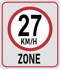 27 km h speed limit zone. Vector illustration