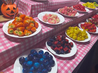 fruit salad with berries, Luk Chup, plated balls, food, sweet