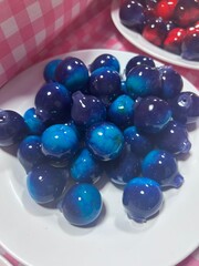 Luk Chup, plated balls, food, sweet, berry, fruit