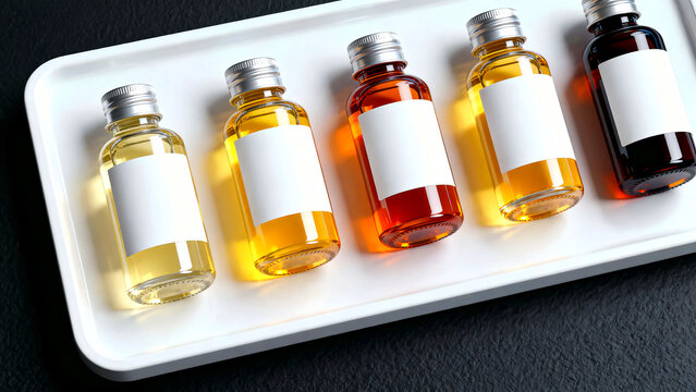 Bottles liquids oils serums tinctures extracts flavors fragrances cosmetics beauty wellness healthcare aromatherapy alternative medicine herbalism apothecary science laboratory research testing