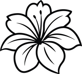 Hibiscus Flower Line Art | Tropical Floral Blossom Icon