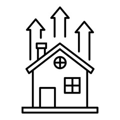 Fototapeta premium home with arrow up line icon with editable stroke
