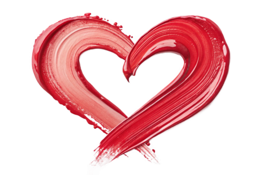 red acrylic smear paint isolated on transparent background. heart shape - Powered by Adobe