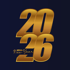 2026 Happy New Year Greeting Banner. With 3D numbering design. New year holiday template design, poster, flyer, calendar, voucher