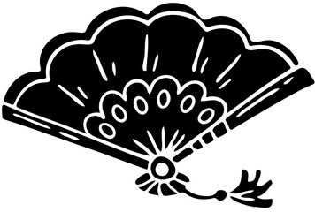 Black fan oriental hand fan japanese fan folding fan traditional fan asian fan decorative fan elegant fan silhouette