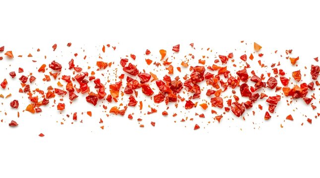 Red chilli flakes isolated on white background