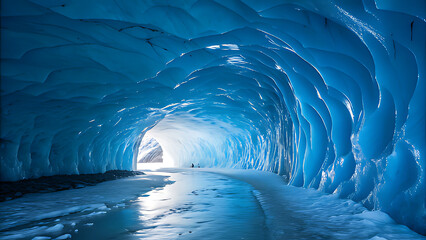 A breathtaking winter sunset over a serene frozen lake, with snowdusted rocks in the foreground and a vibrant sky casting warm hues over the distant mountains and pine forest