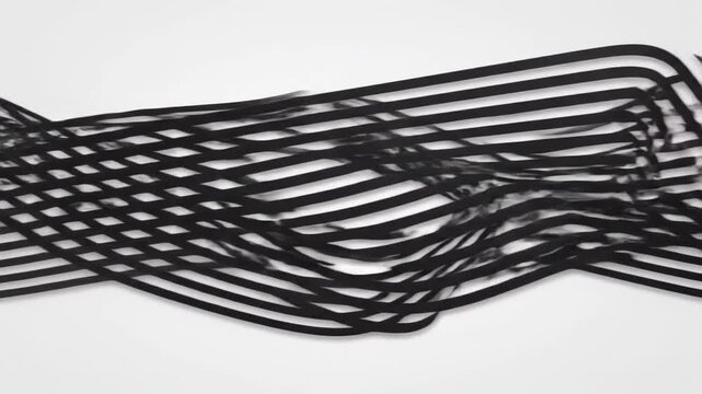 Abstract tangled black wire mesh forming overlapping lines and geometric shapes.