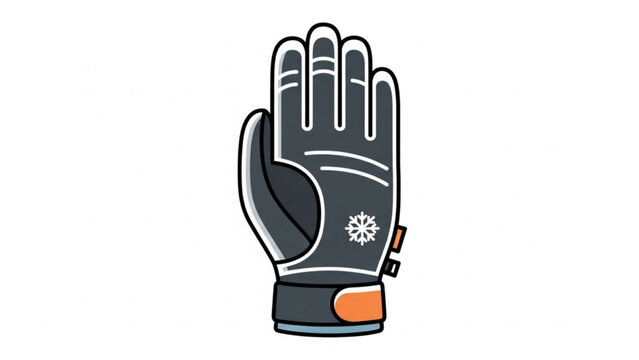 A stylish modern winter glove with a snowflake emblem and adjustable strap perfect for cold weather activities and outdoor adventures