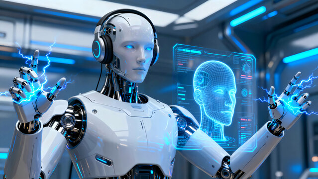 Robot ai artificial intelligence technology futuristic cyborg automation machine learning digital innovation science android humanoid virtual reality robotics engineering future tech