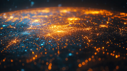 An abstract representation of a connected world, showcasing glowing nodes and networks across a digital landscape.