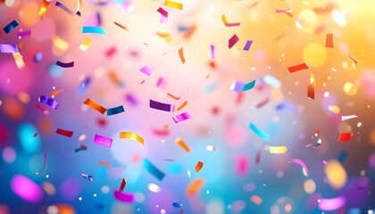 Colorful Celebration Festive Confetti Shower in a Vibrant, Abstract Background