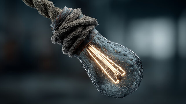 Abstract light bulb made neon glass threads technology concept modern design generated AI