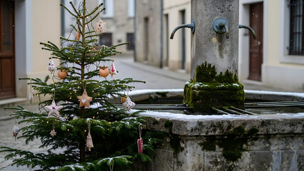 Christmas tree with a fountain