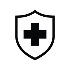 Fototapeta premium Shield with Cross Icon: Medical Health and Security Protection Symbol