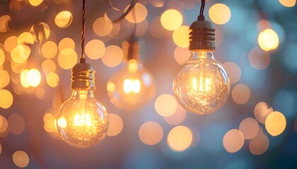 Glowing Vintage Bulbs Amidst a Sparkling Backdrop, Evoking Warmth and Nostalgia